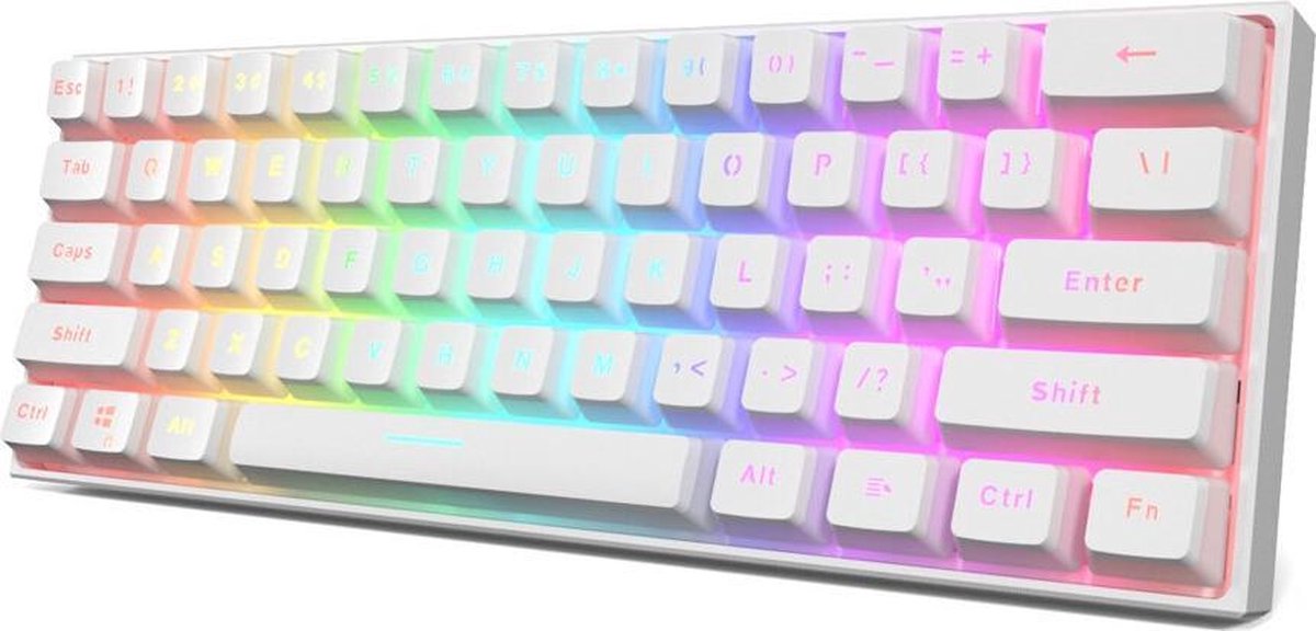 MK61 Keyboard - Qwerty - Mechanische Gaming Toetsenbord - RGB - Gateron Optical Green Switch - Witte Kleur