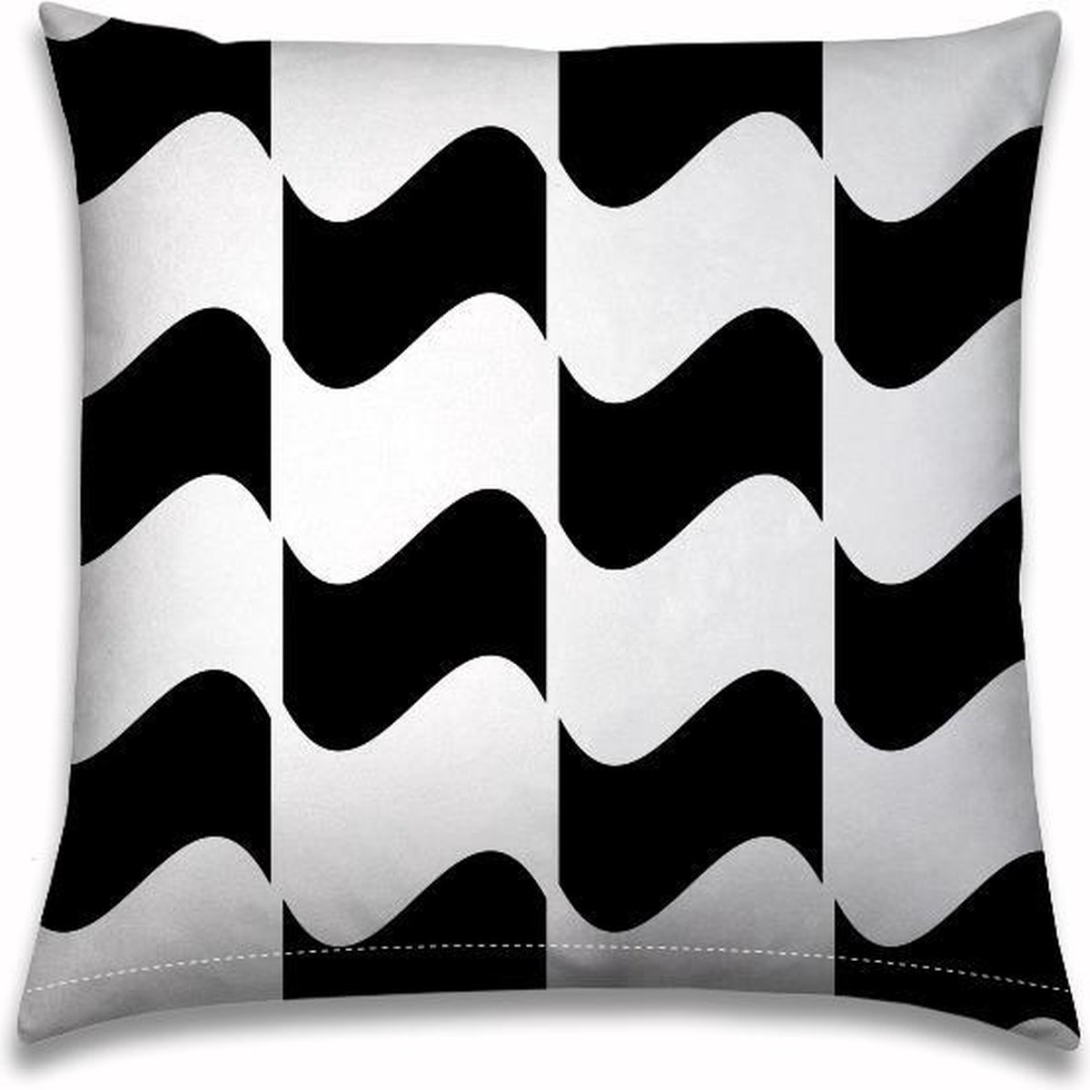 Bootkussen | 50x50cm | Zwart-wit | Nautisch | Golfjes groot Stilistisch | Outdoor | Tuinkussen | Sloepkussen