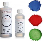 PNCreations Epoxy Ultra Clear Hars + 3 Kleuren | 300 Gram | Giethars + Verharder | Pigmentpoeder | Kleurpoeder | Mica Kleurpigment