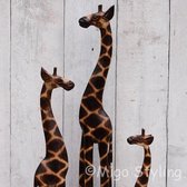 Giraffe set-3 delig-100/80/60 cm-Hout-Indonesië-