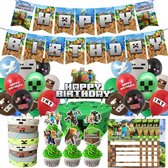 TDR - Verjaardags decoratie / versiering en feest set - Thema : Minecraft - 76 delig