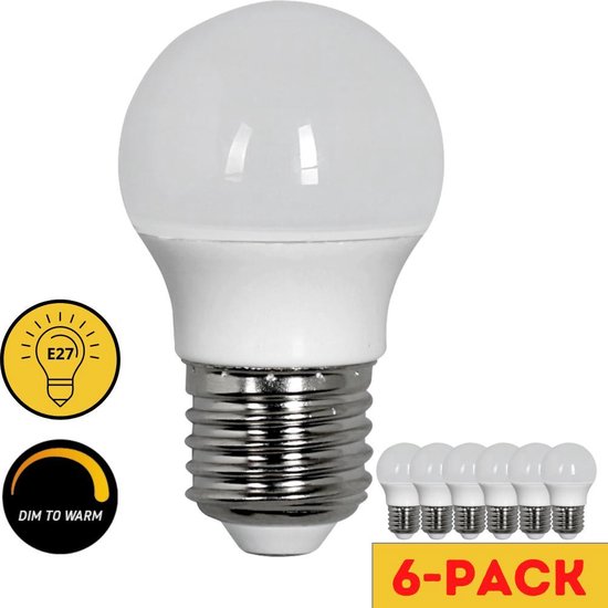 Rauw slang Integratie Proventa LED lamp E27 - ⌀ 45 mm - Dimbaar van 2700k tot 1800K extra warm  wit - 6 x G45... | bol.com