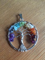 Levensboom hanger Edelsteen - ketting zilverkleurige levensboom - Tree of life hanger - edelsteen hanger - Valentijnscadeau - valentijn