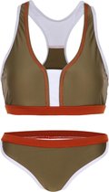 Sportieve bikini met 3 kleuren - Olijfgroen 152-158