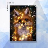 Diamond Painting Pakket Kerst Vosje - vierkante steentjes - 30 x 40 cm