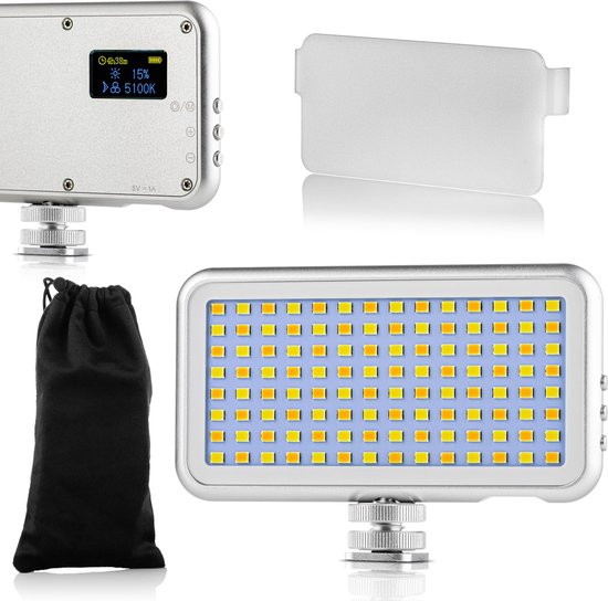 MOJOGEAR Multi Color Mini LED-lamp met instelbare kleurtemperatuur - 1.500 mAh batterij - Extra stevig - Zilver/Grijs