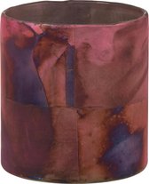 J-Line Windlicht Cilinder Glas Bordeaux/Blauw Mix Medium