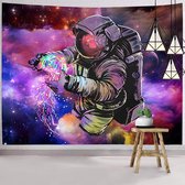 Ulticool - Astronaut Purple Universe - Tapisserie - 200x150 cm - Groot tapisserie - Affiche