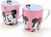 Drinkbeker 2 stuks Minnie Mouse | Disney roze drinkmokken | keramiek 350ml | DM04