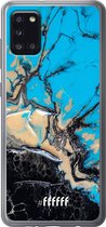 Samsung Galaxy A31 Hoesje Transparant TPU Case - Blue meets Dark Marble #ffffff