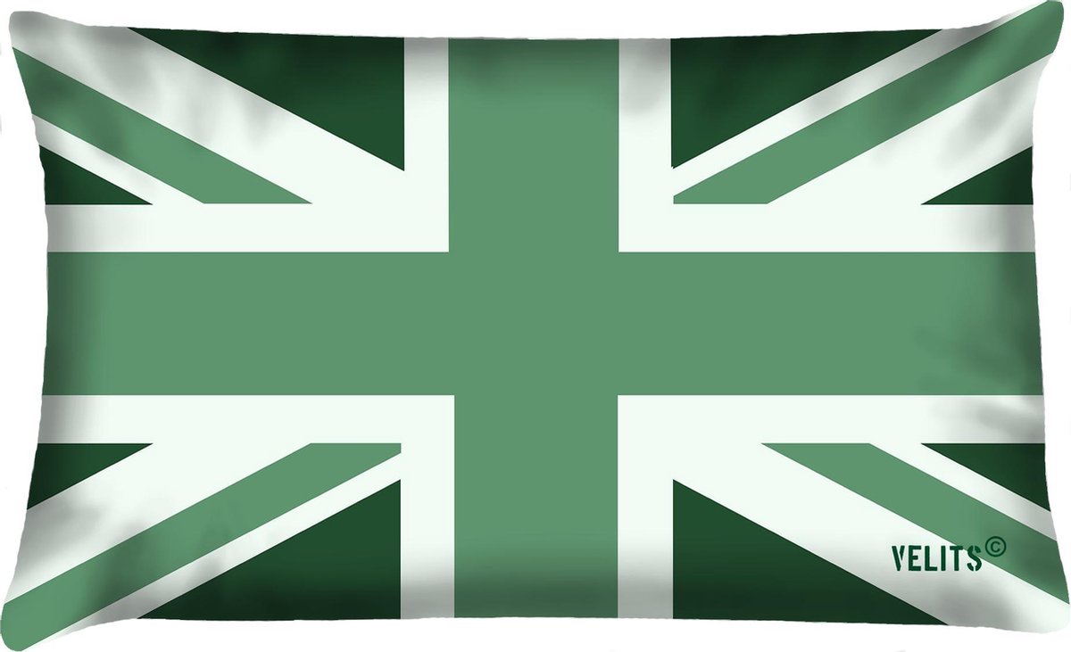 Velits outdoor Sierkussen - Buitenkussen Groene Vingers Waterafstotend Bootkussen Engelse Vlag - Groen - 60 Cm X 40 Cm
