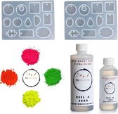 PNCreations Super Clear Epoxy Set | Dubbele Siliconen Mal  | Fluo Color Mix | Super Clear Epoxy Giethars | Epoxyhars