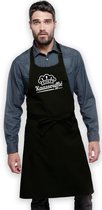 Keukenschort Chef Kaassouffle - Heren Dames - Horecakwaliteit - One size - Verstelbaar - Wasbaar - Cadeau BBQ Feest - Zwart