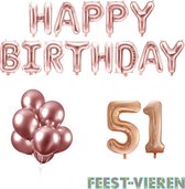 51 jaar Verjaardag Versiering Ballon Pakket Rosé Goud