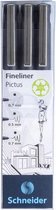 Schneider fineliner - Pictus - zwart - set 3 stuks - S-197593