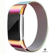 Milanees Smartwatch bandje - Geschikt voor Fitbit Charge 2 Milanese band - regenboog - Strap-it Horlogeband / Polsband / Armband - Maat: Maat L
