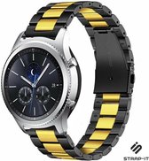Stalen Smartwatch bandje - Geschikt voor  Samsung Gear S3 stalen bandje - zwart/goud - Strap-it Horlogeband / Polsband / Armband