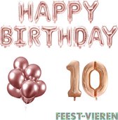 10 jaar Verjaardag Versiering Ballon Pakket Rosé Goud