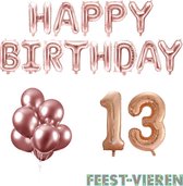 13 jaar Verjaardag Versiering Ballon Pakket Rosé Goud