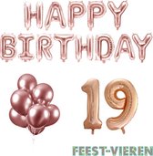 19 jaar Verjaardag Versiering Ballon Pakket Rosé Goud