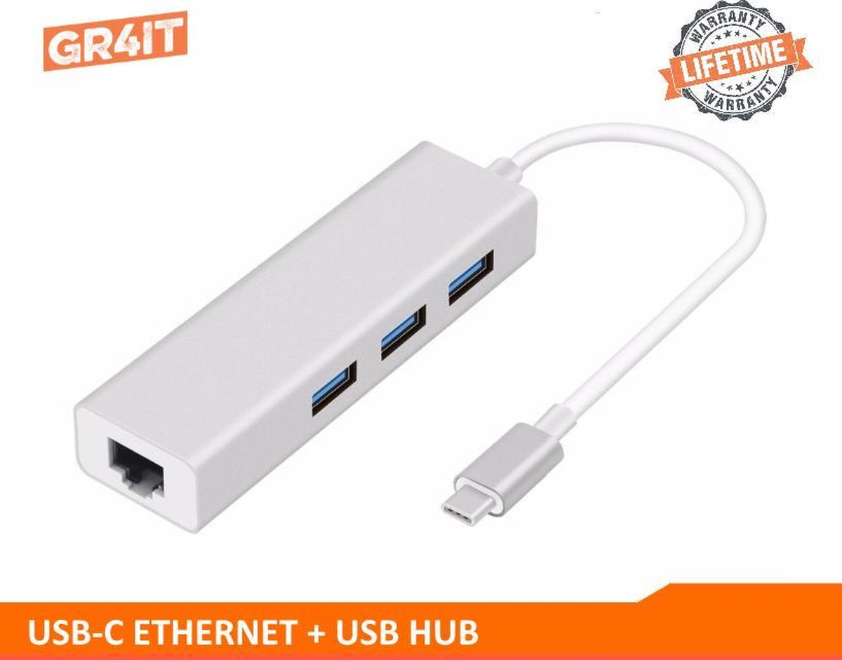 Adaptateur USB Type-C vers RJ45 + Hub USB 3.0 Edimax EU-4308