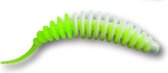 Gearomatiseerd fijnrib softbait Chartreuse / Wit - drijvend - 50 mm - Bubble Gum - 64 stuks
