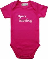 Roze romper met "Opa's lieveling" - maat 74/80 - grootvader, babyshower, zwanger, cadeautje, kraamcadeau, grappig, geschenk, baby, tekst