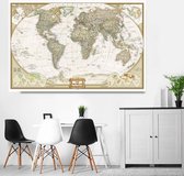 Grote Wereldkaart - Vintage - Landkaart - Schoolkaart  - Schoolplaat - Atlas 150 x 100 CM - Wanddecoratie - Extra Groot - Kwaliteit - Design - Poster - Om aan de muur te hangen - Wereld Kaart