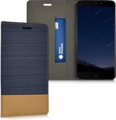 kwmobile hoesje voor Elephone P9000 - Flip cover in donkerblauw / bruin - Telefoonhoesje met pasjeshouder