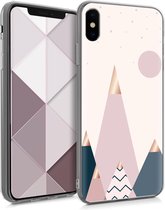 kwmobile telefoonhoesje voor Apple iPhone XS - Hoesje voor smartphone in roségoud / blauw / poederroze - Glory Mix Bergen design