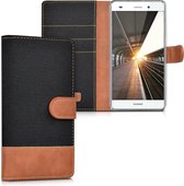 kwmobile telefoonhoesje voor Huawei P8 Lite (2015) - Hoesje met pasjeshouder in zwart / bruin - Case met portemonnee