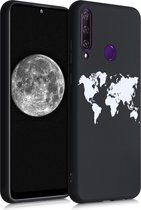 kwmobile telefoonhoesje compatibel met Huawei Y6p - Hoesje voor smartphone in wit / zwart - Wereldkaart design