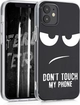 kwmobile telefoonhoesje voor Apple iPhone 12 mini - Hoesje voor smartphone in wit / zwart - Don't Touch My Phone design