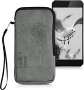 kwmobile hoesje voor smartphone L - 6,5" - Imitatieleer in grijs - Paardenbloemen Liefde design - 16,5 x 8,9 cm groot