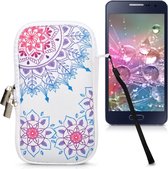 kwmobile hoesje voor smartphones M - 5,5" - hoes van Neopreen - Vintage Bloemenring design - roze / blauw / wit - binnenmaat 15,2 x 8,3 cm