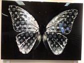 Zwarte vlinder Lv 90x60 Epoxy/resin gloss art. 12mm dik afgewerkt met 3 lagen Epoxy hars en glitters zwarte lv vlinder