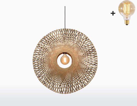 Hanglamp - KALIMANTAN - Bamboe - Verticaal - Large (87x20cm) - Met LED-lamp