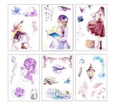 decoratieve stickers | washi stickers | waterverf -  figuren | 10 cm x 15 cm