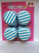 Caisses à cupcakes en Papier - Muffins cases - 100 pièces - Diamètre 5 cm - rayé blanc-bleu