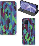 Hoesje OPPO A73 5G Bookcase Abstract Groen Blauw