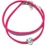 Enkelkoord Midden roze- Hart- Kinderen- 15 cm- Vanaf 3 jaar-Suede- Charme Bijoux