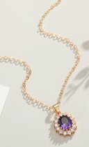 Ketting paarse steen | goud gekleurd