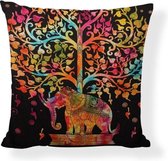 Kussenhoes - Decoratie - Geometrisch - Indische Olifant - Mandala - Sierkussenhoes - Warm - Woonkamer - Kantoor - Bank - Stoel - Versiering