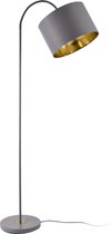 Staande lamp - Vloerlamp - Stof & metaal - Grijs - Fitting 1 x E27 - Lampenkap (HxØ) 23,5 x 35 cm - Afmeting (H) 173 cm