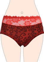 Dames slips 3 pack Fine woman print met kant rood M