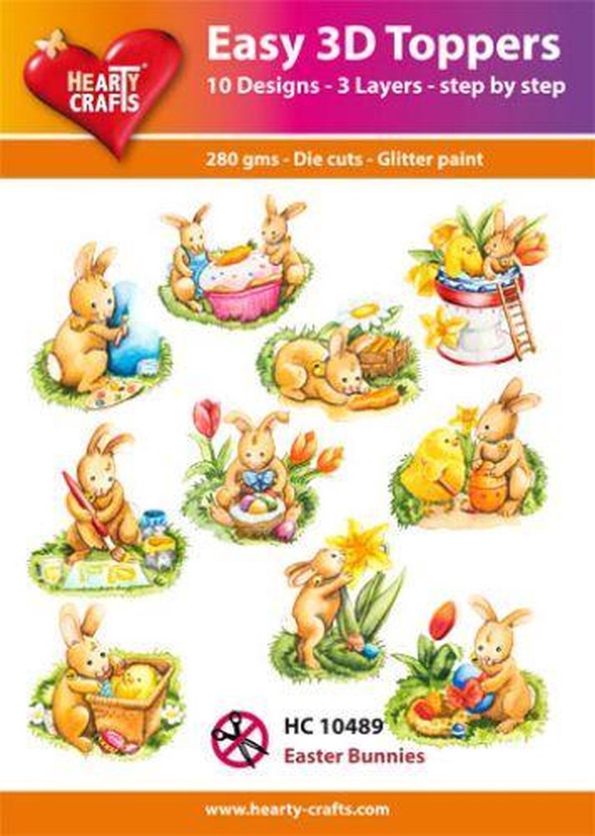 Afbeelding van product Hearty Crafts - Easy 3d toppers - Easter Bunnies