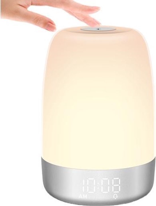 Wake Up Light - 5 LED Kleuren - Natuurgeluiden - Wit - Nachtlampje - Slaaptrainer - Leeslamp - Tafellamp - Bedlamp Kinderen - Digitale Alarmklok en Wekker - Lichtwekker - Leeslampje - Wekkerradio - Wekker met Licht - Digitale Alarmklok - Slaapwekker van Lunelax — afbeelding 2