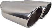 Universeel RVS Sport Look Duplex Uitlaat sierstuk eind tip Massief Ovaal 135 x 63 mm