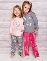 Kinderpyjama Oda grijs met opdruk en bedrukte broek - 98