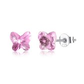 Semyco® Oorknopjes Vlinder Roze - Swarovski - 925 zilver - Dames - Meisjes